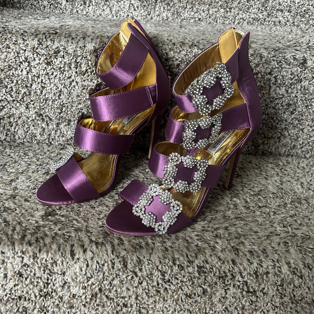 Elegant Purple Satin Women's Heels